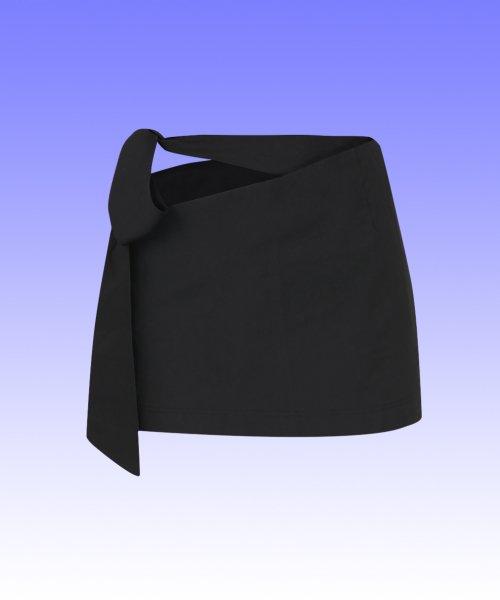 블랙 코튼 벨트 스커트