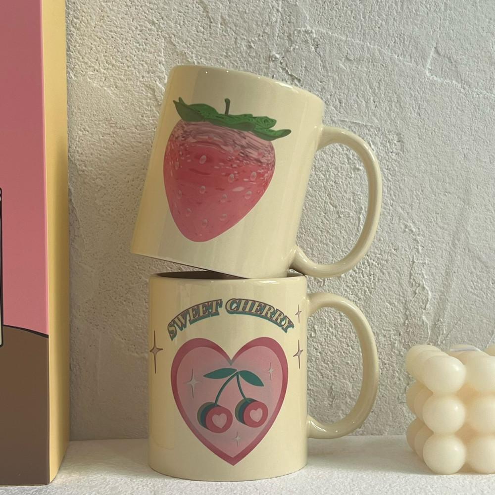 수심 Berry&Cherry Mug 딸기 체리 머그컵 물컵 귀여운 홈카페 핑크 Y2K