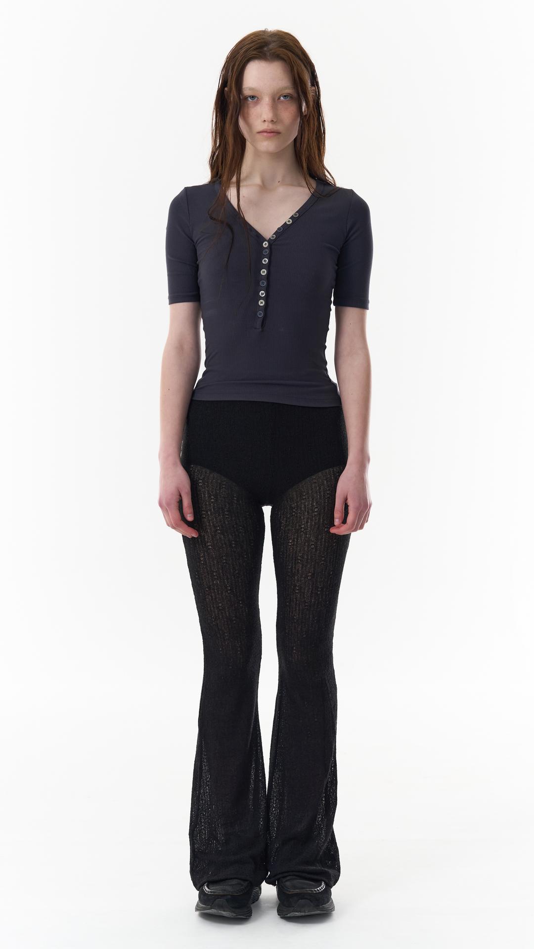 MESH BOOT-CUT PANTS_BLACK