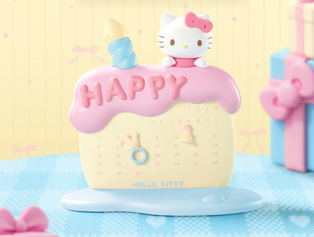 핑크 키티 케이크 만년달력 거치대 휴대폰 인테리어 오브제 선물