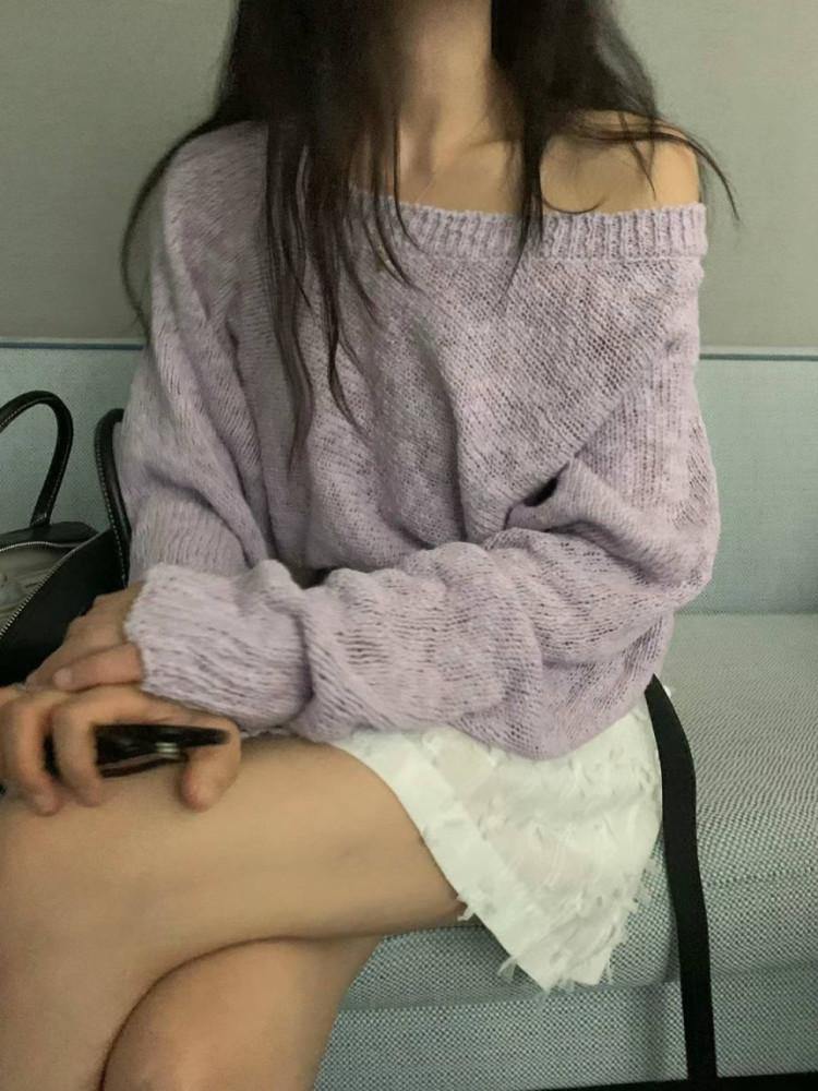 웰로우 코튼 언발 니트 면니트 여름 긴팔니트