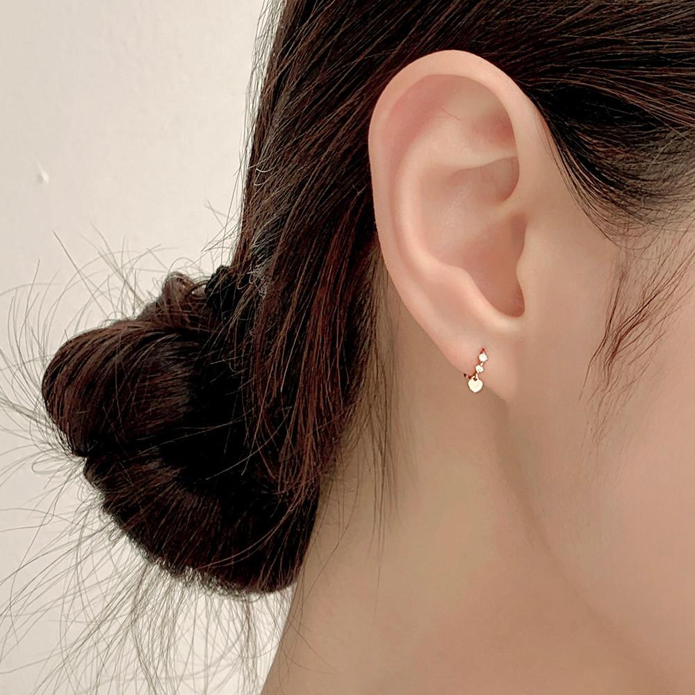 14k 코이 하트 딸랑이 링 귀걸이 큐빅 귓바퀴 아웃컨츠 링 피어싱