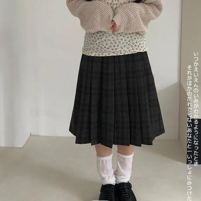 warm check pleats skirt 2 color
