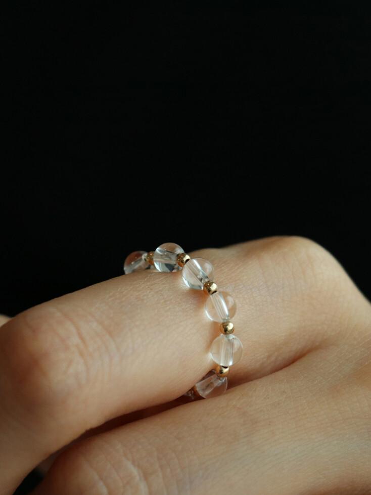 14K gold-filled quartz beads ring