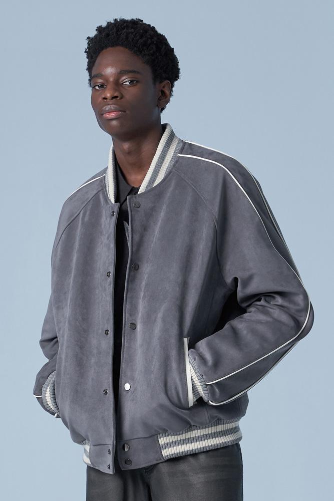 솔리드 바시티 스타디움 자켓 (그레이)