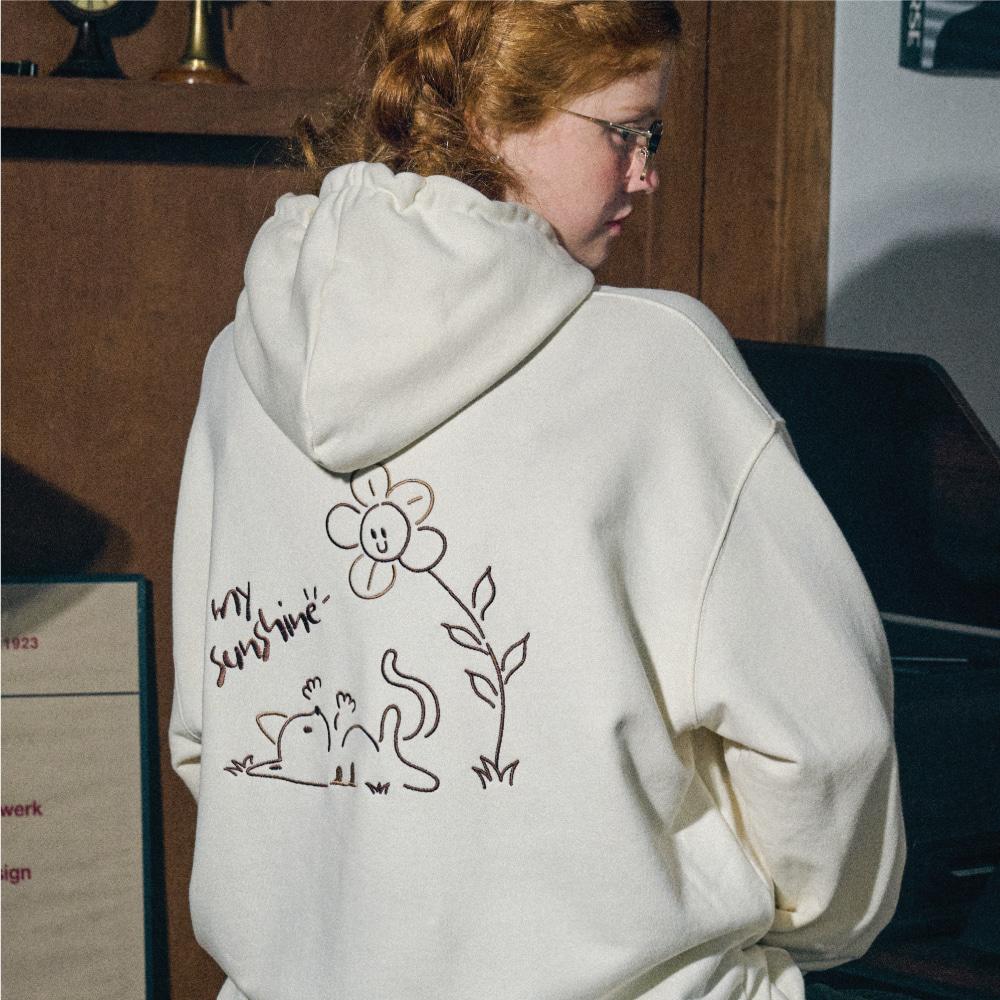 My Sunshine 자수 후드티 크림