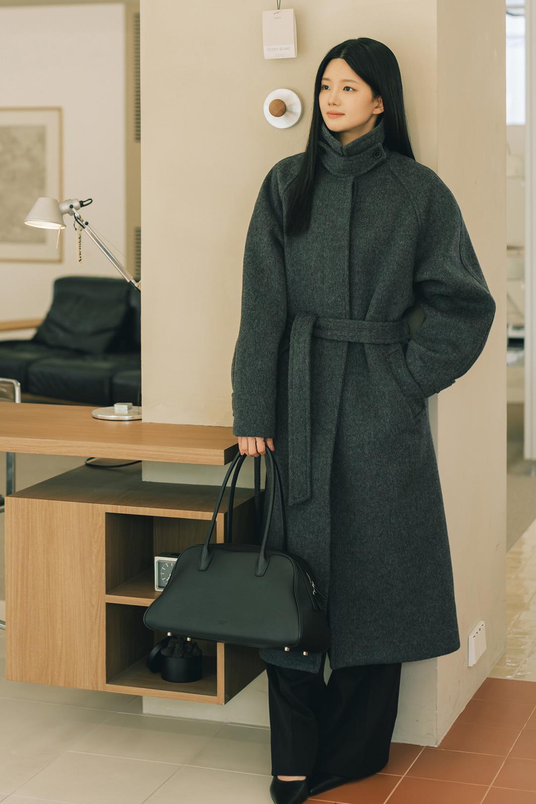 울 발마칸 코트 - 차콜