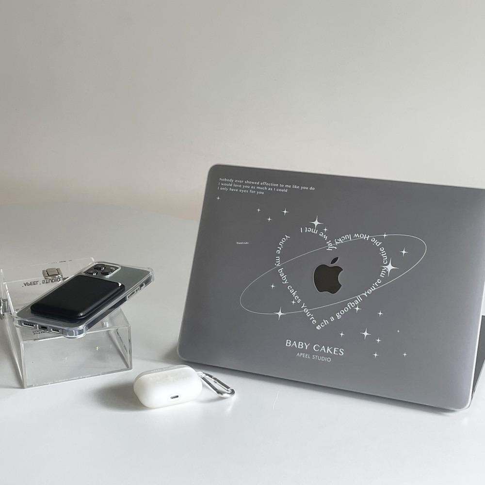 샤인 레터링 하트 투명 맥북 케이스 [실버]