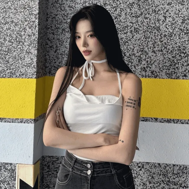 🚚당일출고🚛 홀더넥 가슴셔링 나시 - [3color]  홀더넥나시 꾸안꾸 데일리룩 바캉스룩 레이어드 끈나시 초커넥 슬리브리스