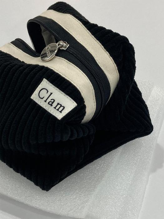 Clam round pouch _ Corduroy black