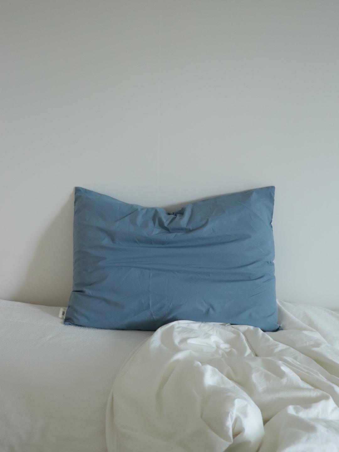 Blue cotton pillow cover