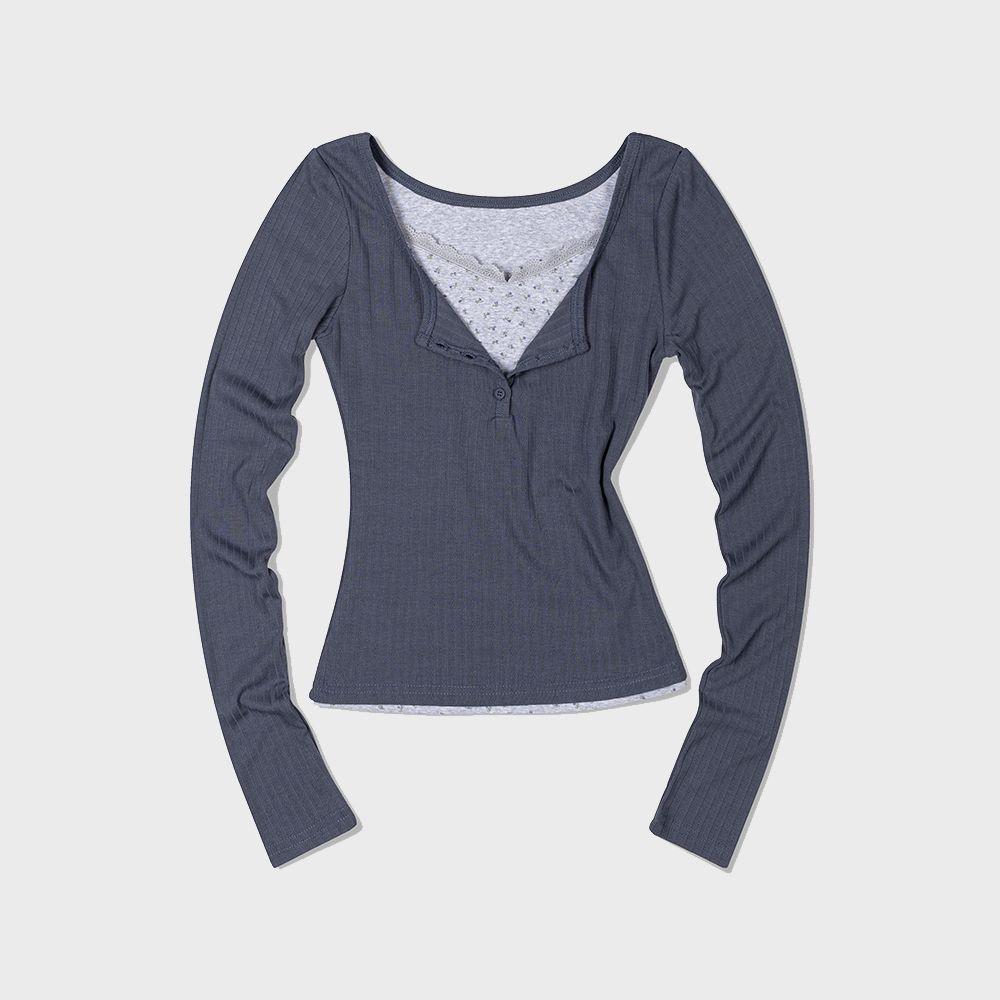 플로랄 레이어드 슬리브 (NAVY)