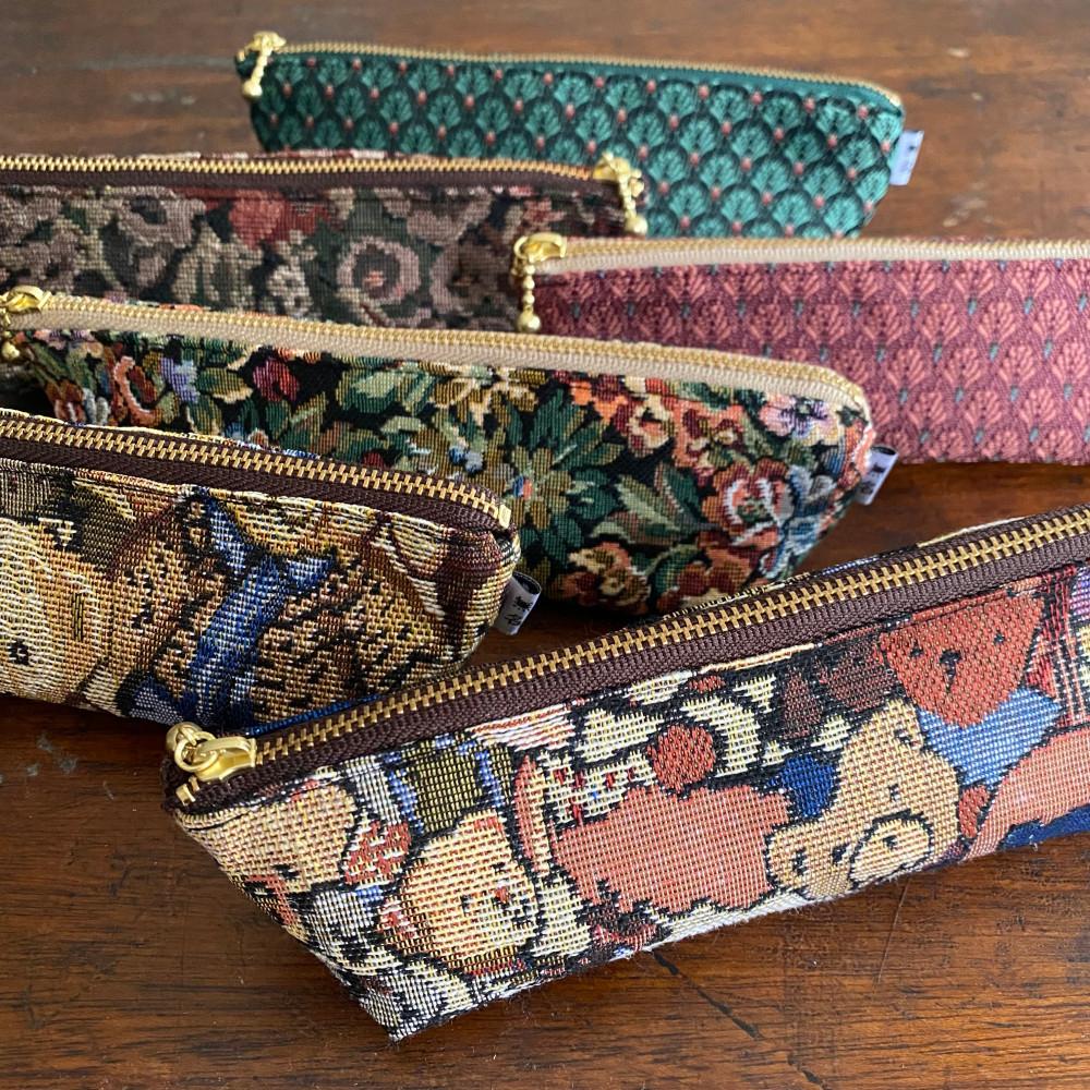 pencil case 곰돌이 꽃패턴 자가드 필통