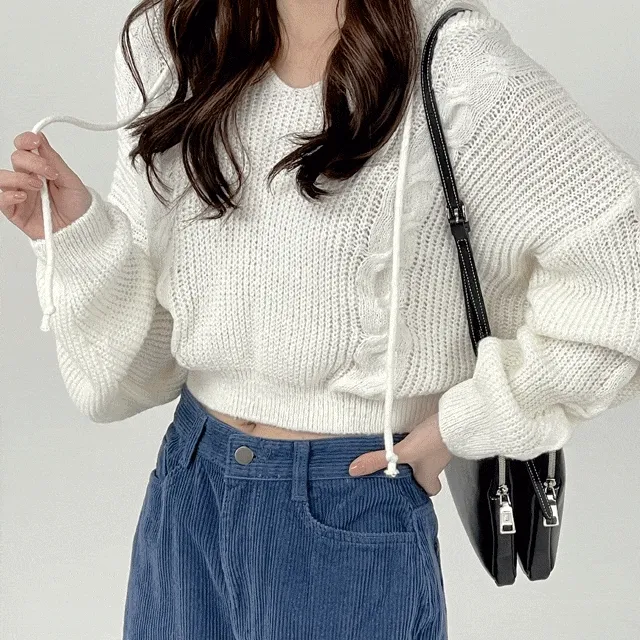 멜리니 하찌 후드 니트