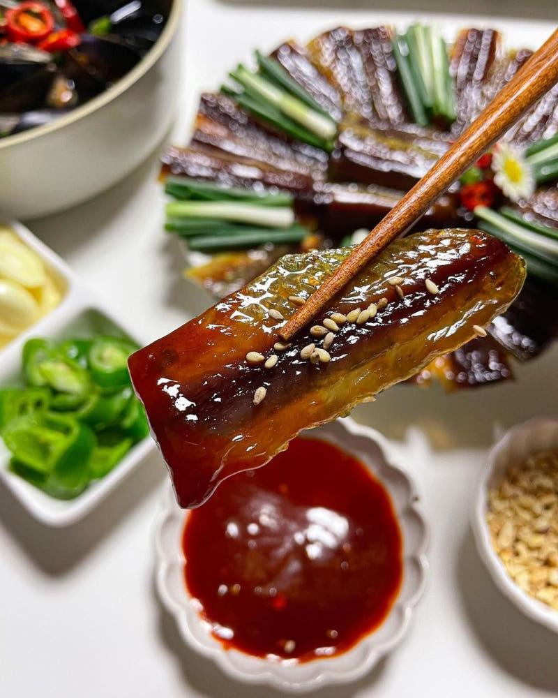 포항 구룡포 과메기 야채세트 햇 꽁치 손질 안주