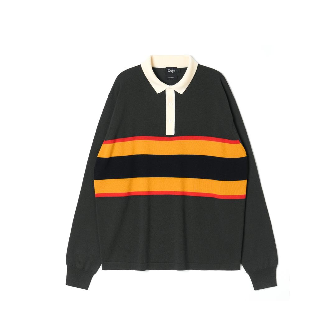 Olive Middle Stripe Knitted Rugby