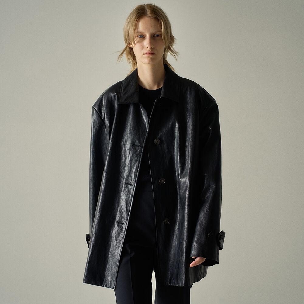 레더 하프코트_black