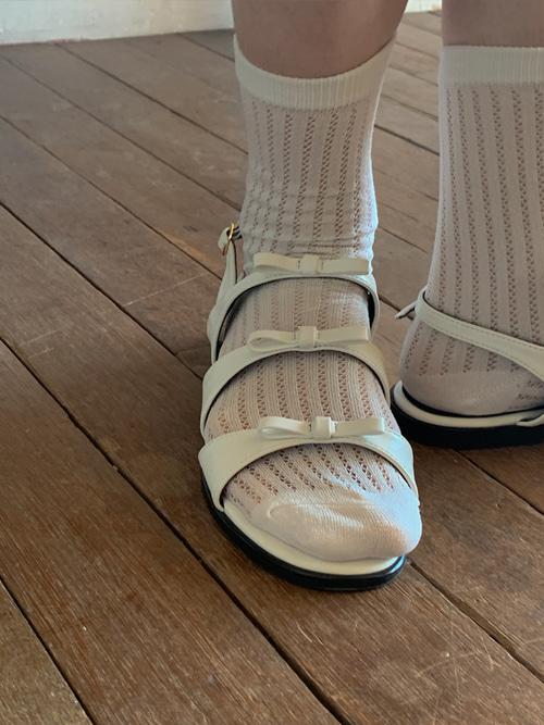 RIBBON STRAP FLAT SANDAL(WHITE, YELLOW, BLACK 3COLORS!)