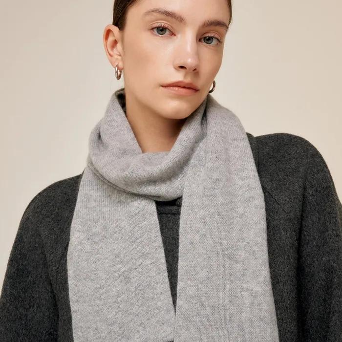 캐시미어 100% 쁘띠 롱머플러 라이트그레이