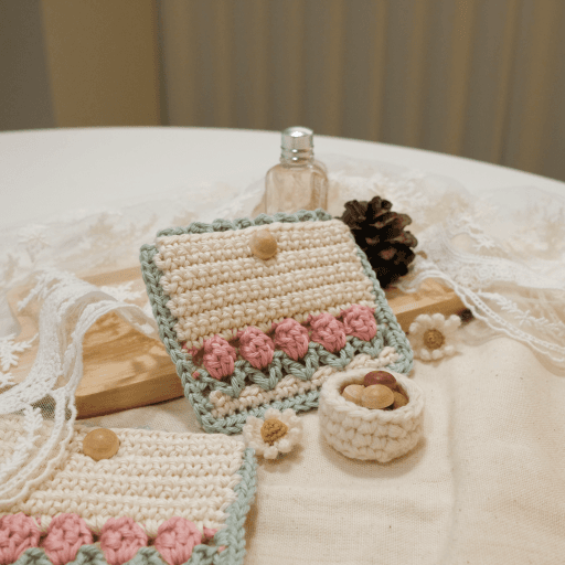 튤립 미니프릴 손뜨개 카드지갑🌷