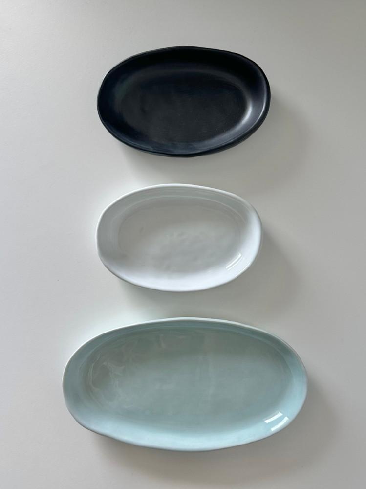 plain oval plate/ 화이트 블랙 블루 오벌 타원 앞접시 반찬 종지 그릇
