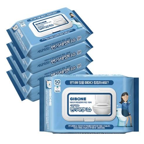 기본에 세균닦는 변기세정티슈 50매, 130 x 200 ..., 5개