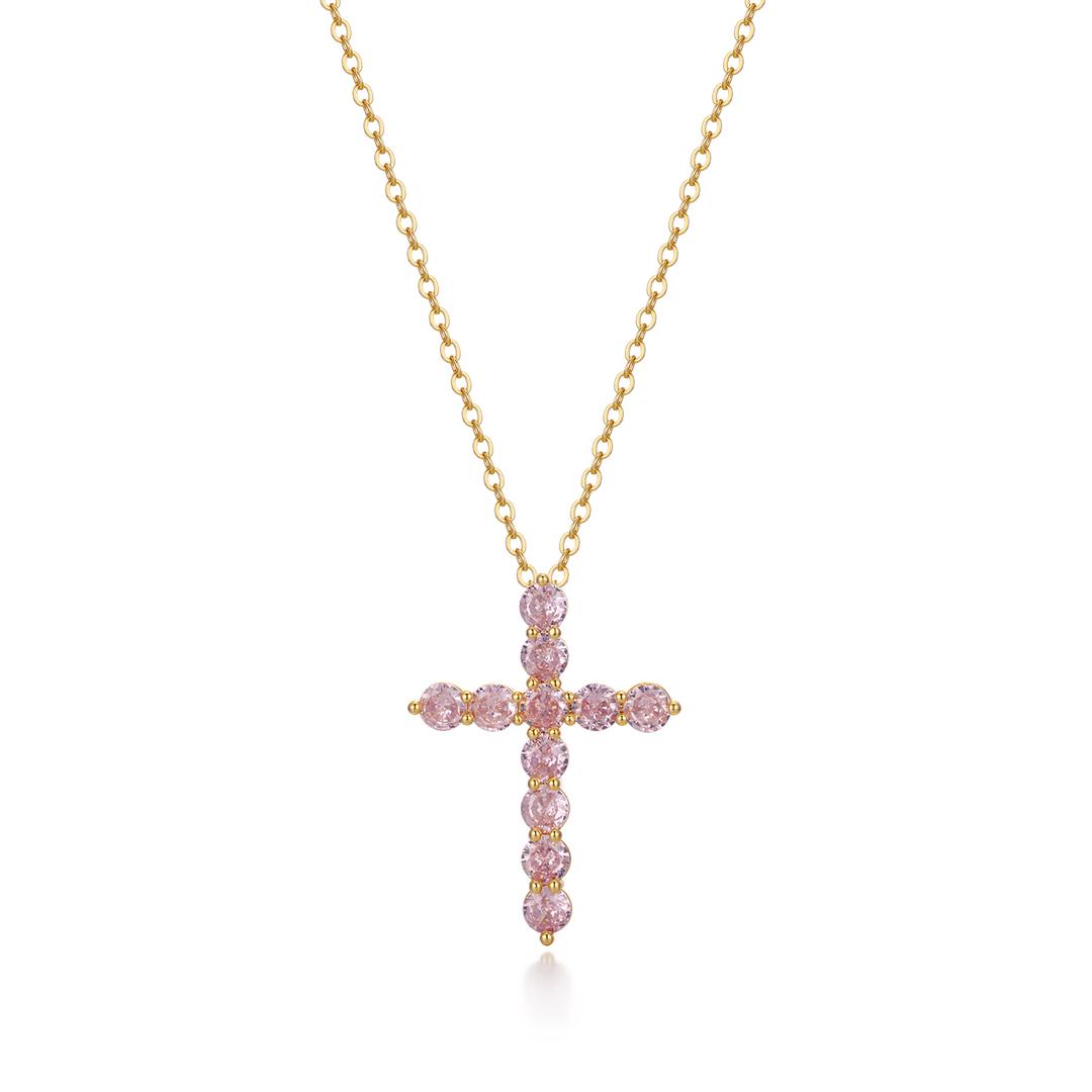 핑크 크로스 목걸이