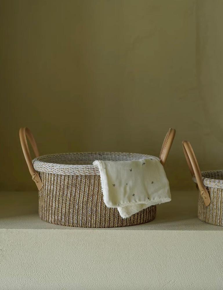 3sizes 원형 키튼 바구니 바스켓 손잡이 정리함 수납 홈 인테리어 신혼 스튜디오 카페