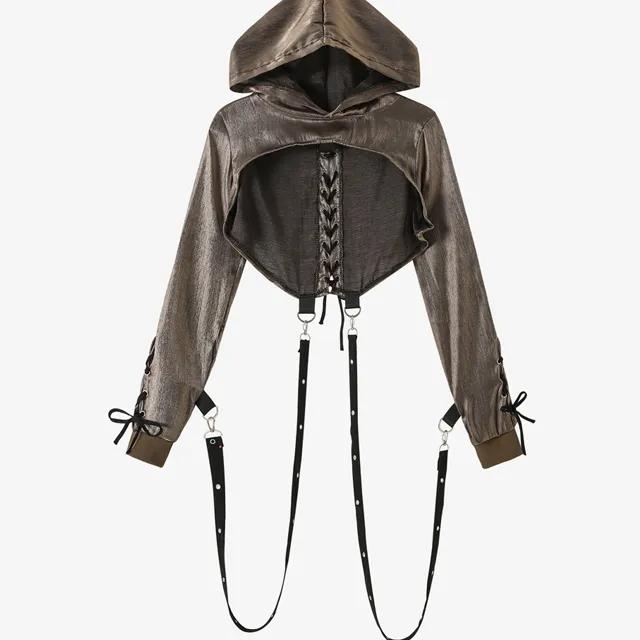 AS303 볼레로 언발 크롭 후드 티셔츠