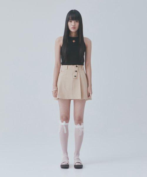 HALF PLEATS SKIRT_BEIGE