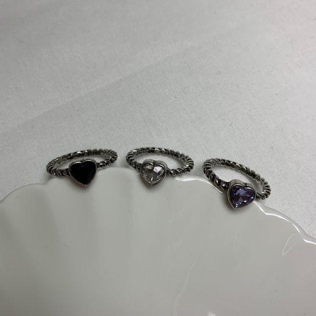 [1+1/당일출고] 써지컬스틸 유니크 빈티지 엔틱 키치 밧줄 하트스톤 레이어드 링 실버 반지