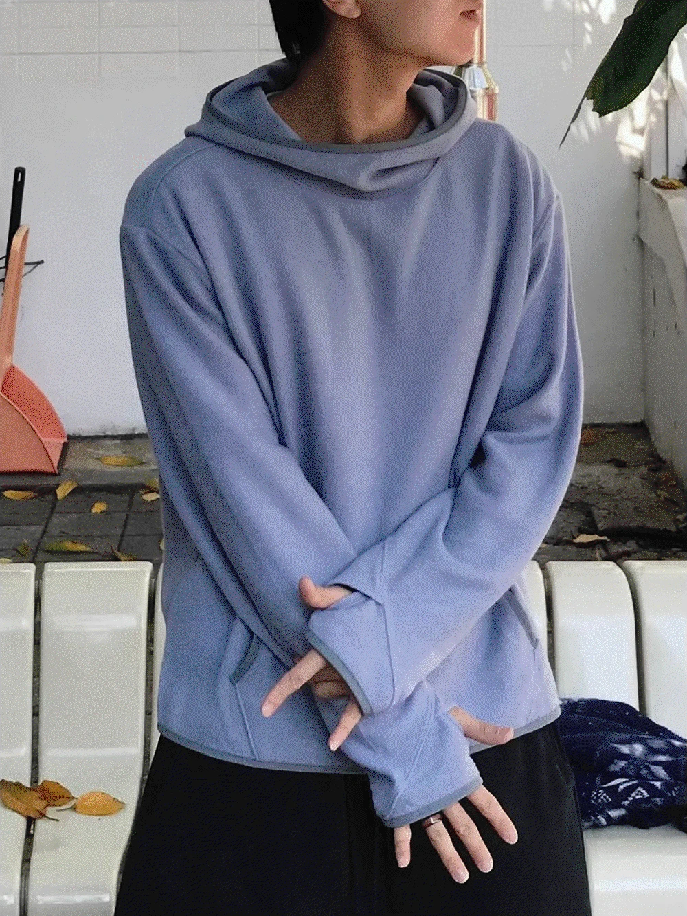 (겨울용 이너) 페이 플리스 핑거홀 이너 후드 4C