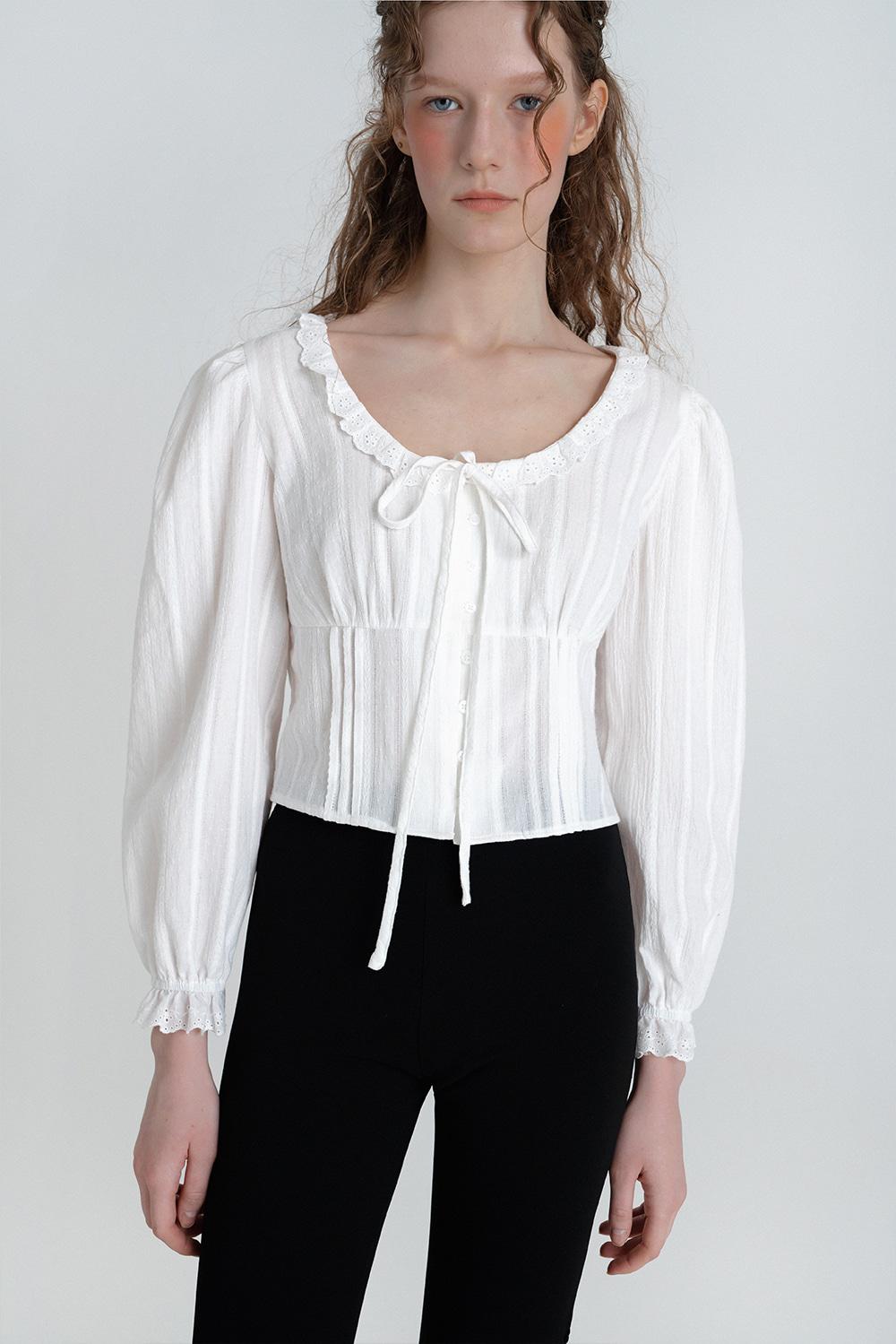 Prelin ribbon blouse_ivory