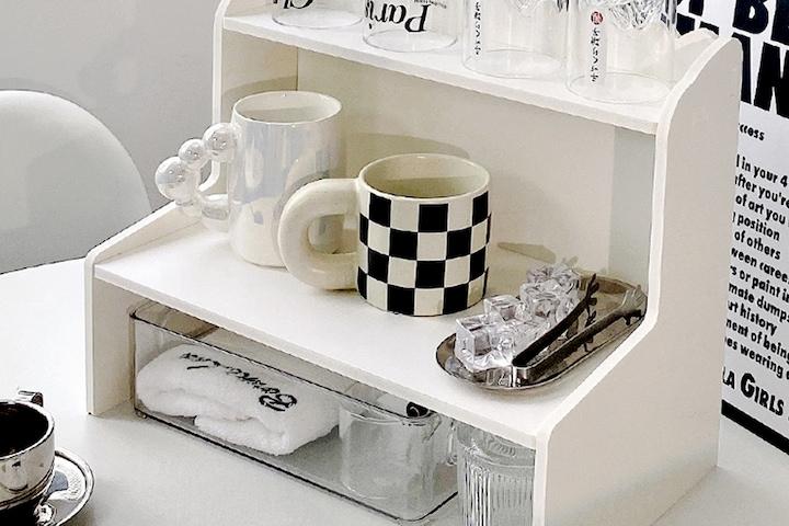 화이트 책상 선반 깔끔 정리함 수납함 인테리어 소품 필기구 보관 3size