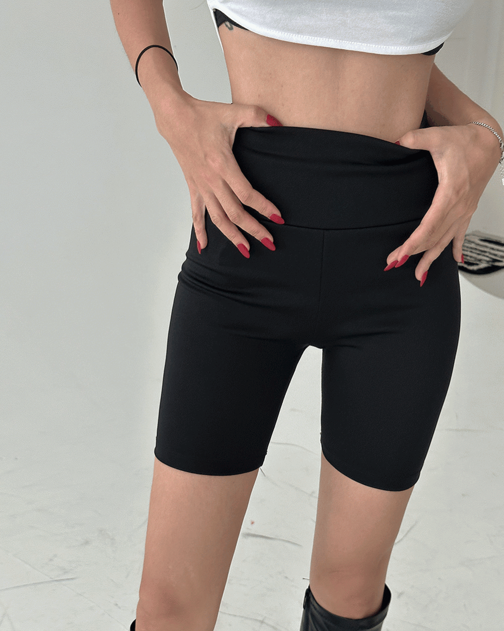 바이커 4부 레깅스 숏츠