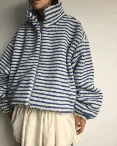 [MD추천]베어 스트라이프 플리스 집업 자켓