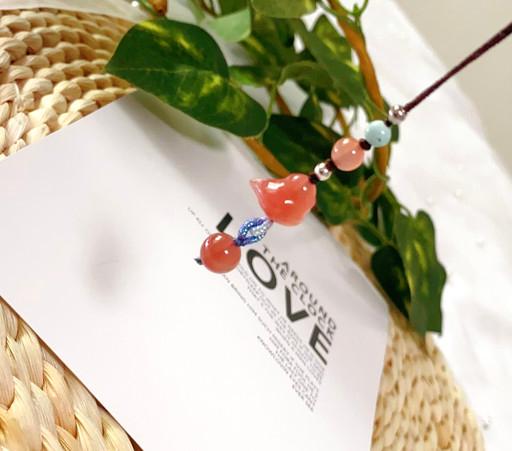 천연 남홍마노 병아리 터키석 키링 핸드폰고리 선물