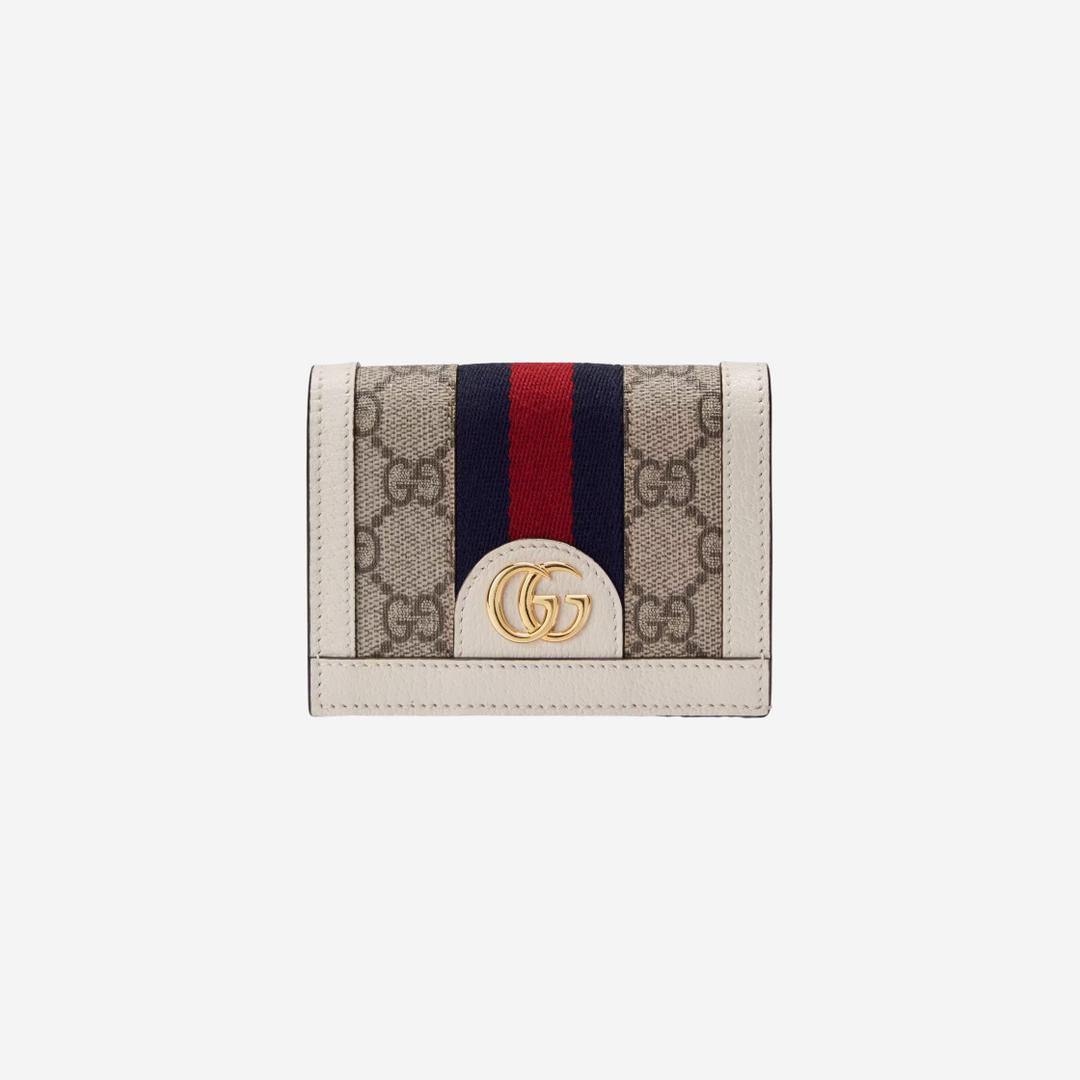 Gucci Ophidia Card Case Wallet Beige Ebony
