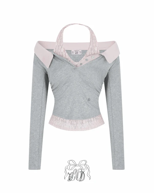[♡MADE♡] Bonna & lace tone layerd SET ( VT+TOP )