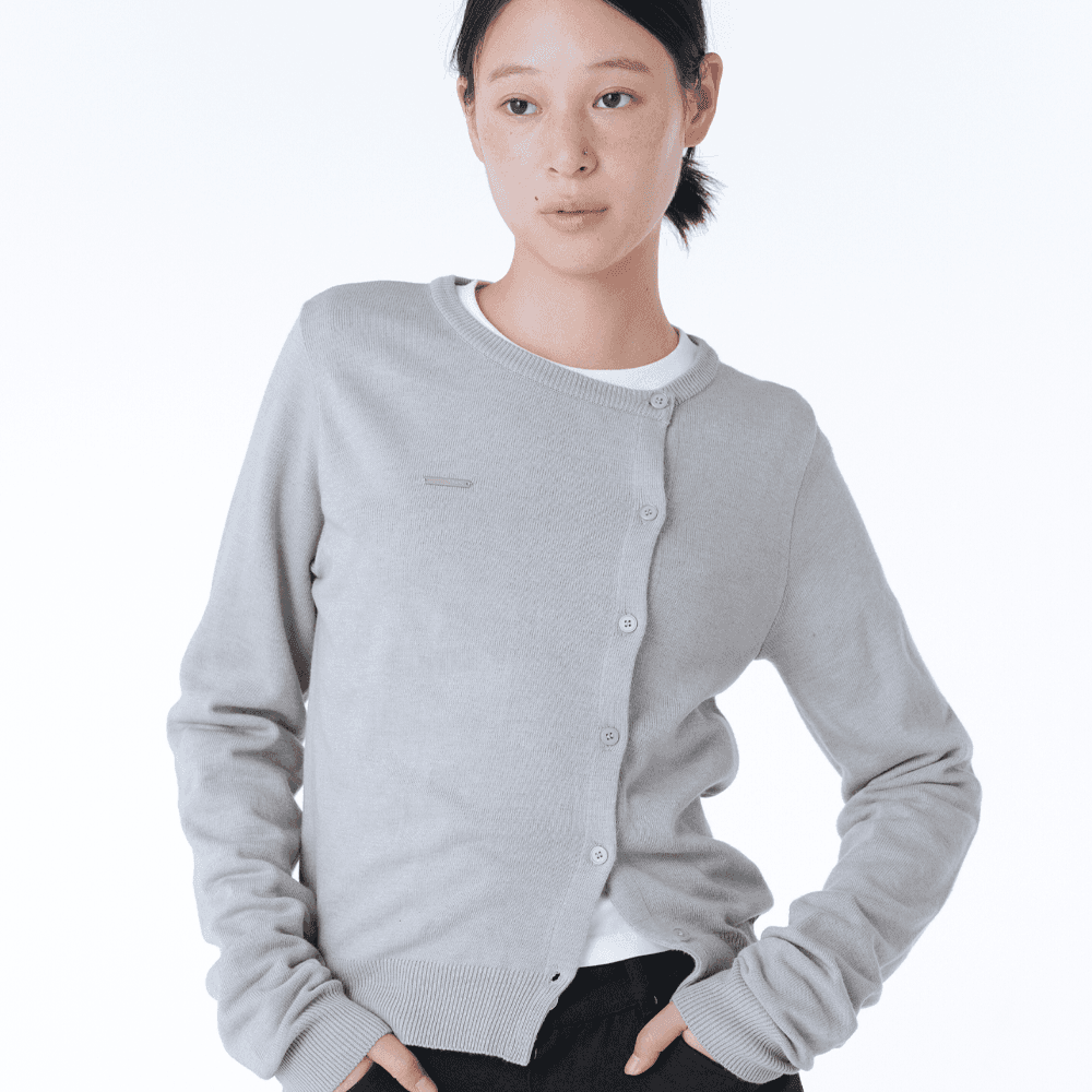 Unbalanced knit cardigan GREY