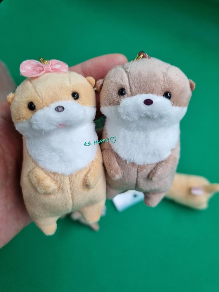 어뮤즈 앙증맞은 미니 커플 수달 해달 인형 키링