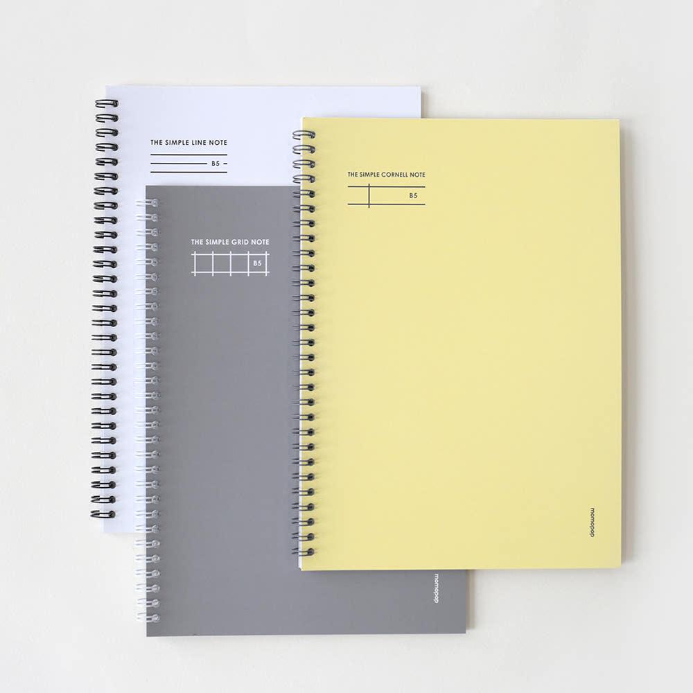 모모팝 스프링 라인 유선 줄 코넬 모눈 그리드 B5 필기 노트 공책 연습장