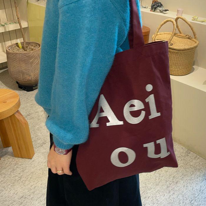 Aeiou Logo Bag (Cotton 100%) Burgundy Silver