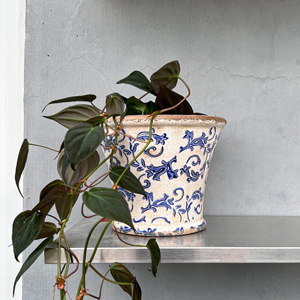 일일미학 앤틱 토분 빈티지 화분 분갈이 도자기 벨팟 스몰 블루