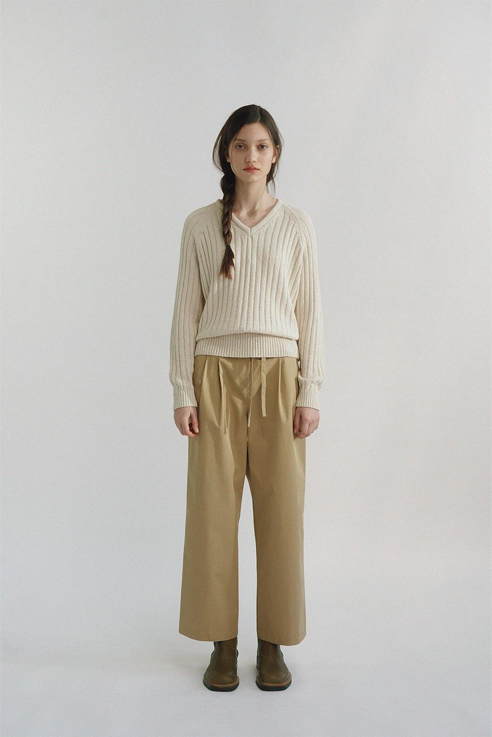 [슈퍼세일]madeleine v-neck cotton knit (ivory)