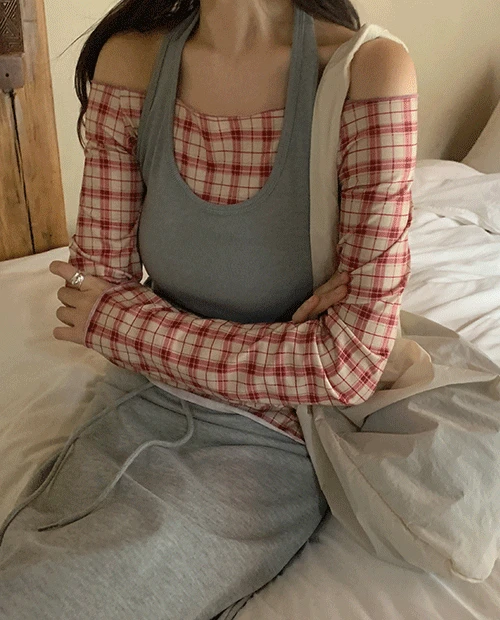 check slim tee : red