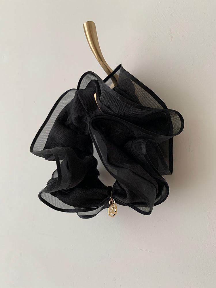 쉬폰 오간디 스크런치 - 골드라벨 여성 오간자 풍성 시스루 헤어밴드 머리끈