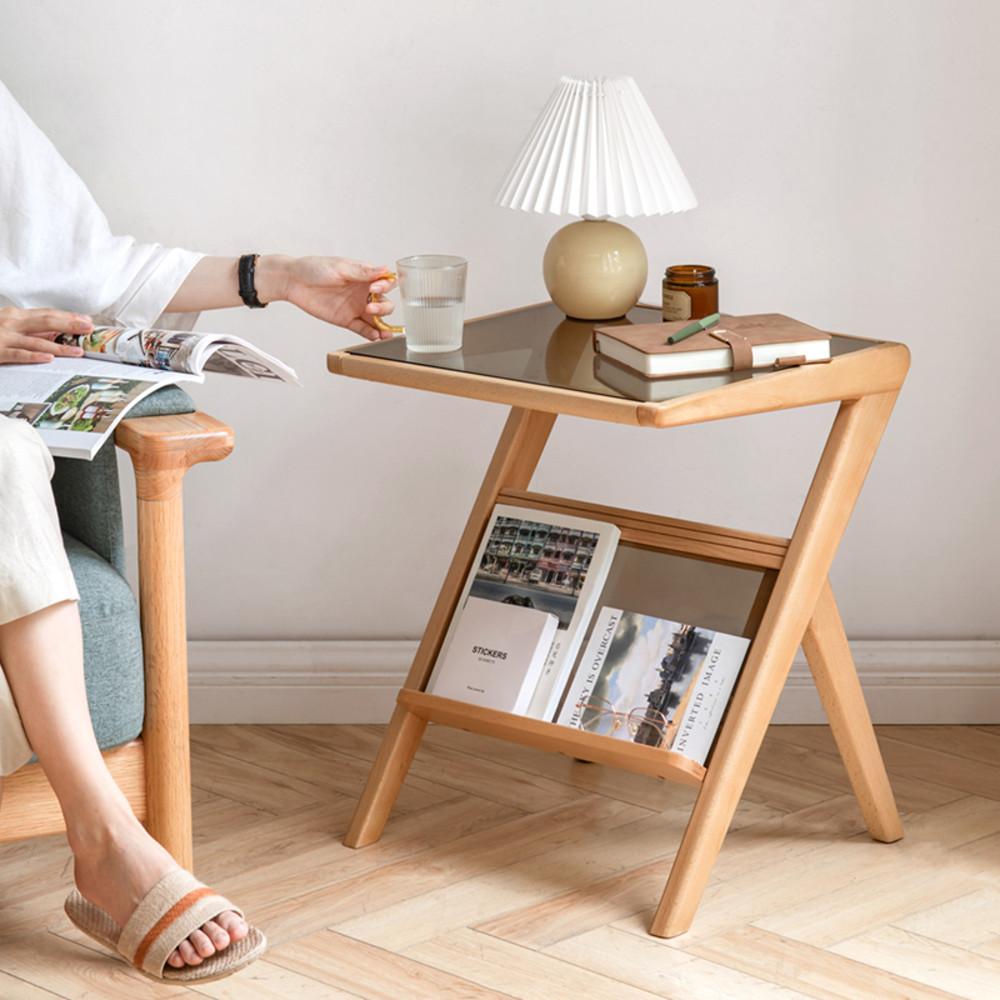 예스우드 빌바오 매거진 랙 비치 원목 사이드 테이블 침대 협탁