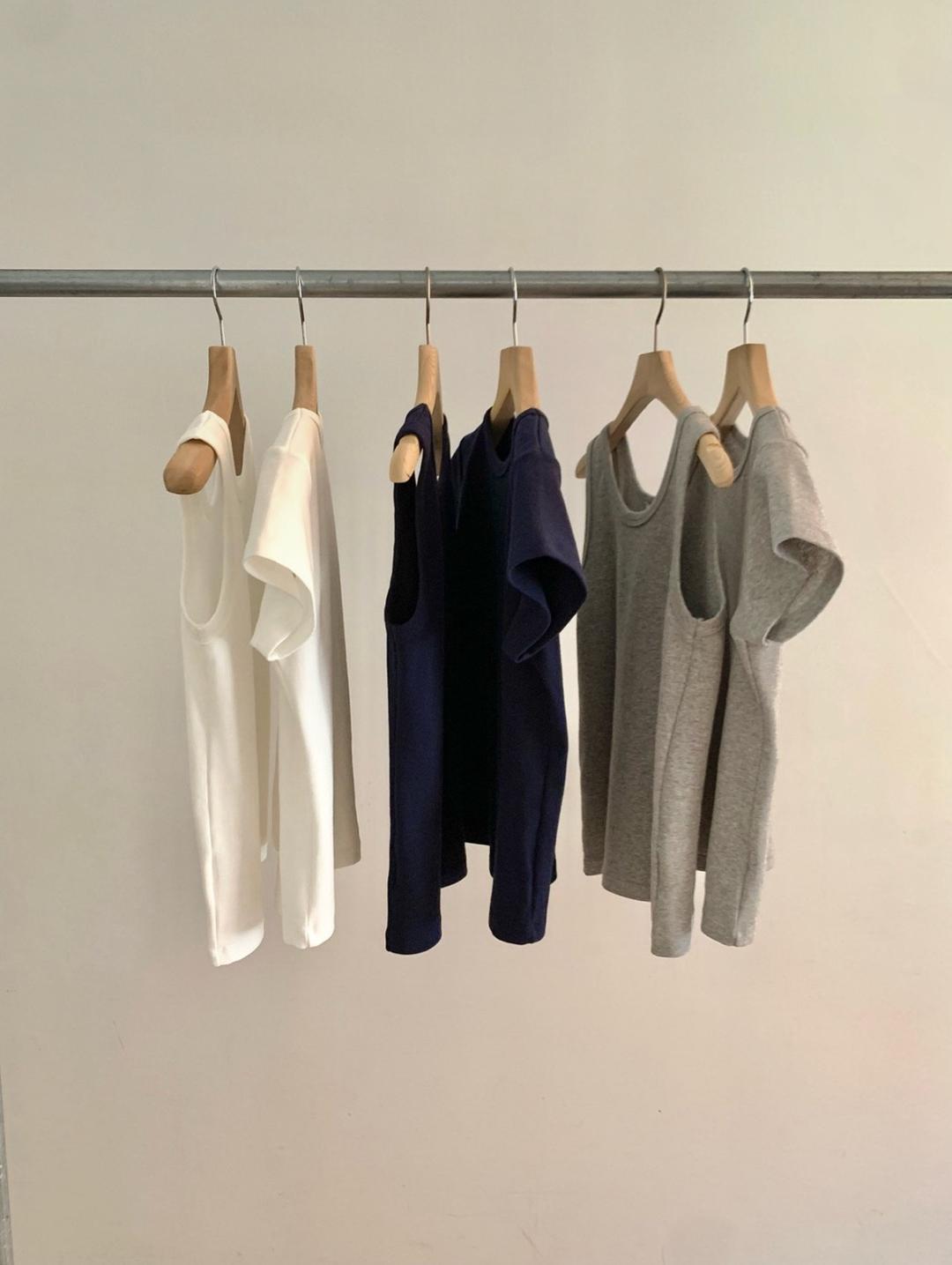 오베이즈 하우스 haus 90s 슬리브리스 나시 레이어드 반팔 세트 (3color)