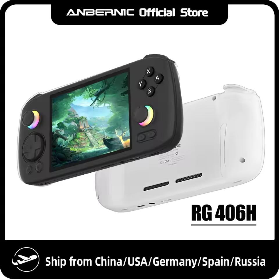 ANBERNIC 휴대용 게임 콘솔, 4 인치 IPS 멀티 터치 스크린, 안드로이드 13, 3D 홀 조이스틱, 홀 트리거 비디오 게임, RG406H, RG 406H